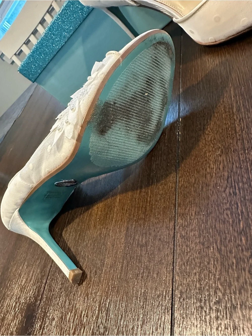 Betsey Johnson Anise Ivory Floral Embellished Heels with Box